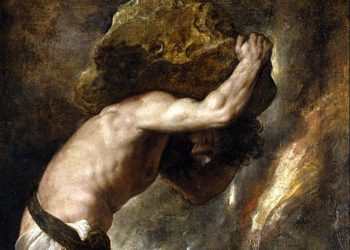 mitul lui Sisif - detaliu Pedeapsa lui Sisif de Titian
